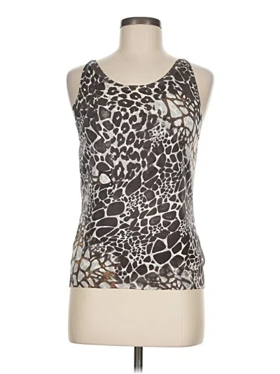 Pre-owned Carlisle Sleeveless Silk Top Brown Animal Print Pattern Halter Neckline Tops