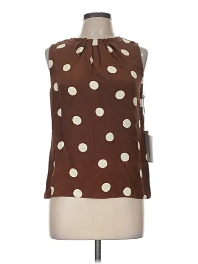 Pre-owned Carlisle Sleeveless Silk Top Brown Halter Neckline Tops