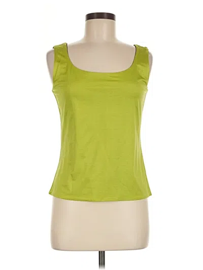 Pre-owned Carlisle Sleeveless Silk Top Green Square Neckline Tops