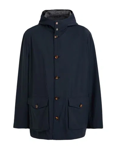 Carlo Barbera Man Overcoat & Trench Coat Midnight Blue Size 50 Polyethylene, Polyamide, Polyurethane In Multi