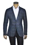 Carlo Barbera Prince Of Wales Linen-wool Sport Jacket In Blue