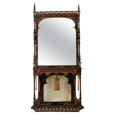 Pre-owned Carlo Bugatti Rare And Important Orientalist Console Table & Mirror By  In Brown
