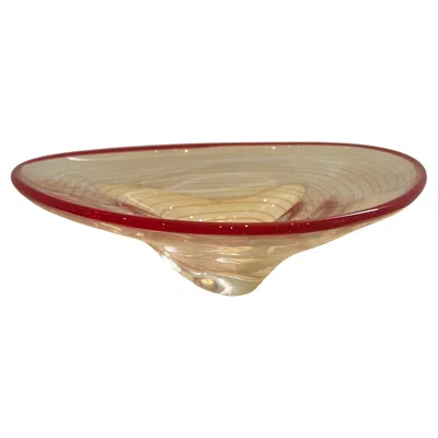 Pre-owned Carlo Moretti 1970's Murano Italy Freeform Catch It All Glass Serpentine Bowl In Brown