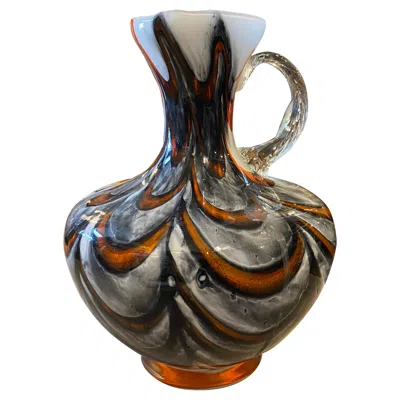 Pre-owned Carlo Moretti 1970s  Mid-century Modern Orange And Gray Opaline Glass Jug