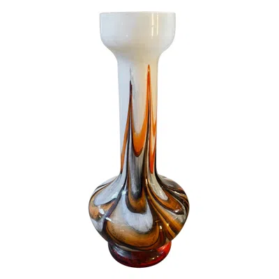 Pre-owned Carlo Moretti 1970s Space Age  Orange And Brown Opaline Glass Vase