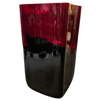 Pre-owned Carlo Moretti 1980s Modern Red And Black Murano Glass Vase By
