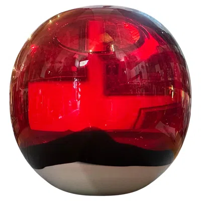 Pre-owned Carlo Moretti 1990s Modern  Style Red White And Black Murano Glass Spheric Vase