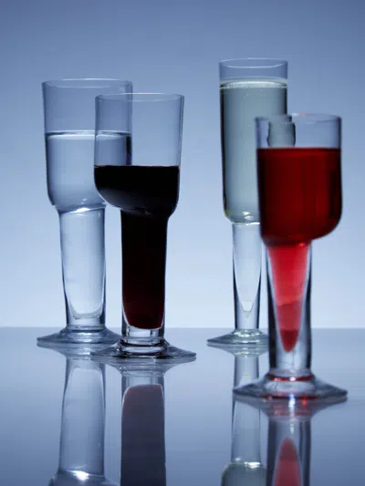 Carlo Moretti Asymmetric Hand-blown Murano Wine Glass  Abask Luxury Gift In Transparent