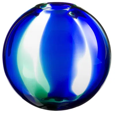 Pre-owned Carlo Moretti Atria  Contemporary Mouth Blown Murano Glass Vase In Blue