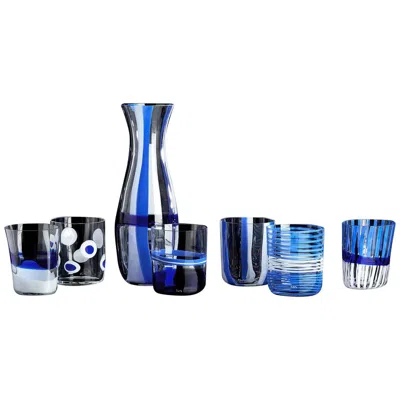 Pre-owned Carlo Moretti Bora  Contemporary Mouth Blown Murano Glasses, Matching Decanter In Purple