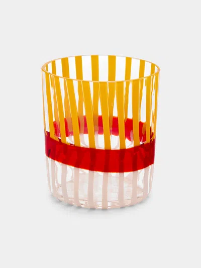 Carlo Moretti Bora Hand-blown Murano Glass Tumbler  Abask Luxury Gift In Orange