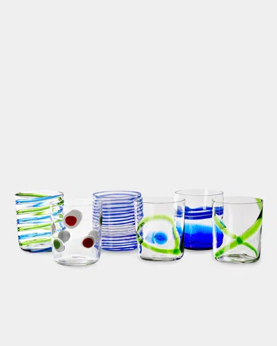 Carlo Moretti Bora Hand-blown Murano Glass Tumblers (set Of 6) In Multi