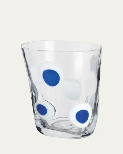 Carlo Moretti Bora White Drinking Glass With Blue Spots In Multi