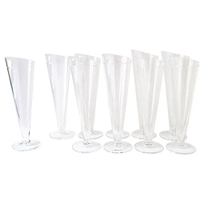 Pre-owned Carlo Moretti Champagne Flutes Glasses Italian Designer , Set Of 10, 2 Sets Avail In Gray