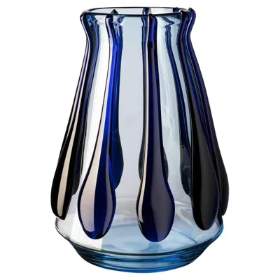 Pre-owned Carlo Moretti Colate Blue & Azure Glass Vase By