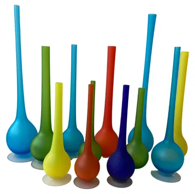 Pre-owned Carlo Moretti Collection Of Satin Murano Vases/bottles By Rosenthal Netter In Blue