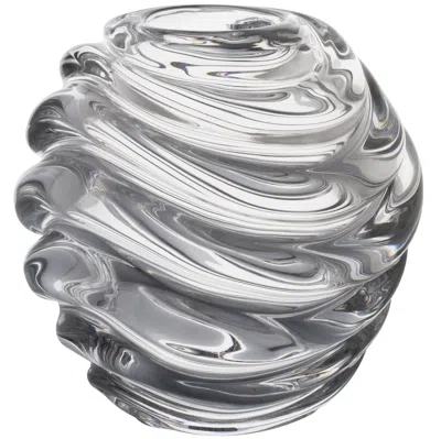 Pre-owned Carlo Moretti Fasce Riportate  Contemporary Clear Murano Glass Mouth Blown Vase In Transparent