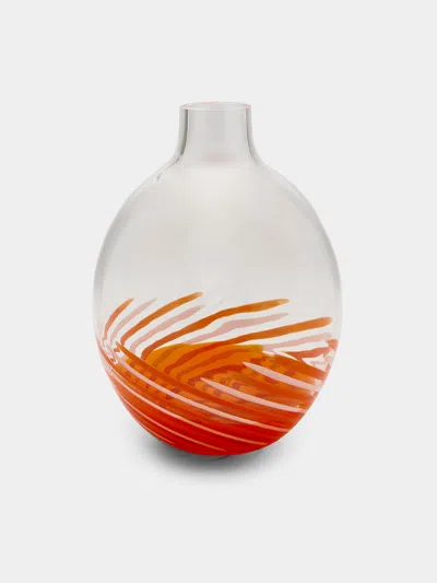 Carlo Moretti Hand-blown Murano Glass Bud Vase  Abask Luxury Gift In Orange