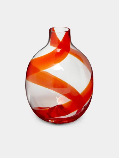 Carlo Moretti Hand-blown Murano Glass Bud Vase  Abask Luxury Gift In Red