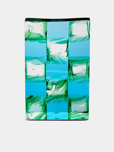 Carlo Moretti Hand-blown Murano Glass Monolith  Abask Luxury Gift In Green