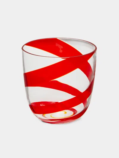 Carlo Moretti I Diversi Hand-blown Murano Glass Tumbler  Abask Luxury Gift In Red