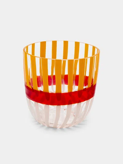 Carlo Moretti I Diversi Hand-blown Murano Glass Tumbler  Abask Luxury Gift In Orange