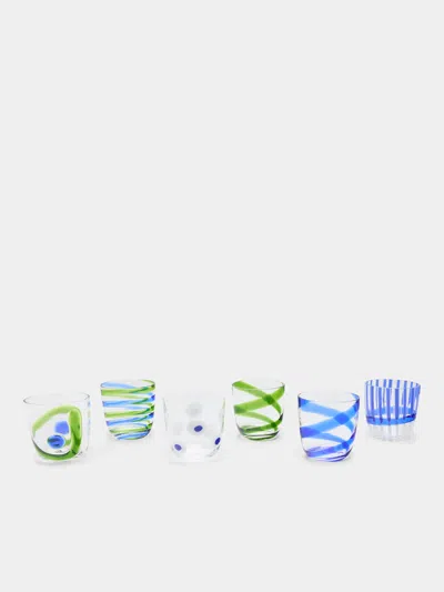 Carlo Moretti I Diversi Hand-blown Murano Glass Tumblers (set Of 6)  Abask Gift Set In Multi
