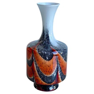Pre-owned Carlo Moretti Italian Murano Glass Vase By , Mid-century Modern, 15" In Black