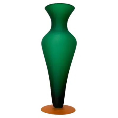 Pre-owned Carlo Moretti Italian Satinato Series Glass Vase Attributed To , 1970s In Blue