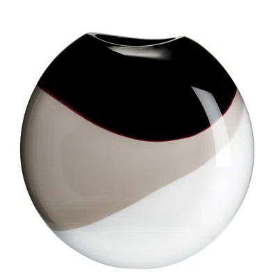 Pre-owned Carlo Moretti Large Eclissi Vase In White, Grey And Black By  In Gray
