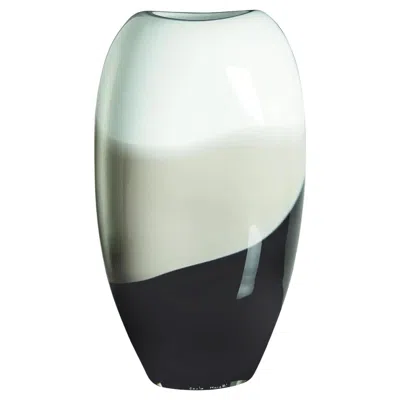 Pre-owned Carlo Moretti Large Ellisse Vase In White, Grey And Black By  In Gray