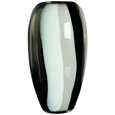 Pre-owned Carlo Moretti Large Ogiva Vase In White, Grey And Black By  In Gray