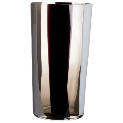 Pre-owned Carlo Moretti Large Ovale Vase In Grey, White And Black By
