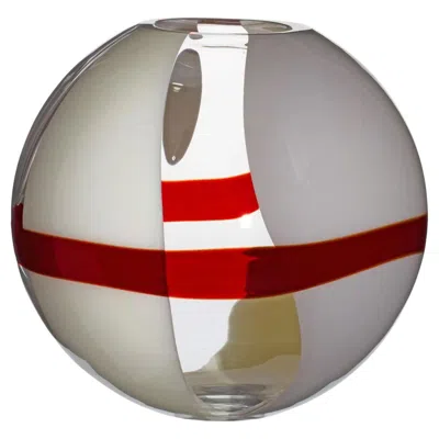 Pre-owned Carlo Moretti Large Sfera Vase In Grey And Ivory By  In White