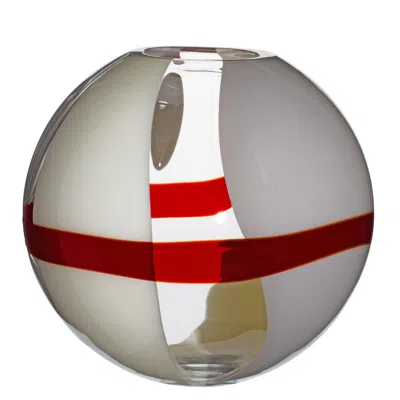 Pre-owned Carlo Moretti Large Sfera Vase In Grey And Ivory By  In White