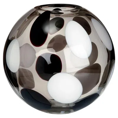 Pre-owned Carlo Moretti Large Sfera Vase With White, Grey And Black Spots By  In Gray