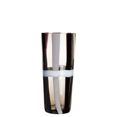 Pre-owned Carlo Moretti Large Troncocono Vase In Grey And White By