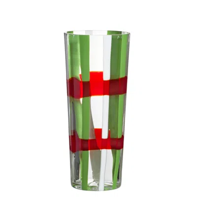 Pre-owned Carlo Moretti Large Troncocono Vase In Red And Green By