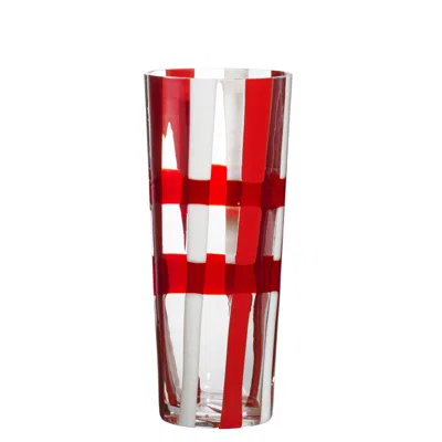 Pre-owned Carlo Moretti Large Troncocono Vase In Red And White By