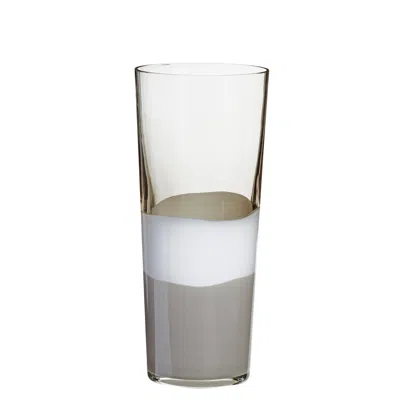 Pre-owned Carlo Moretti Large Troncocono Vase With Grey And White Base By