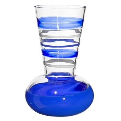 Pre-owned Carlo Moretti Large Troncosfera Vase In Lapis, Ivory, And Blue By