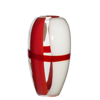 Pre-owned Carlo Moretti Medium Ogiva Vase In Red And White By