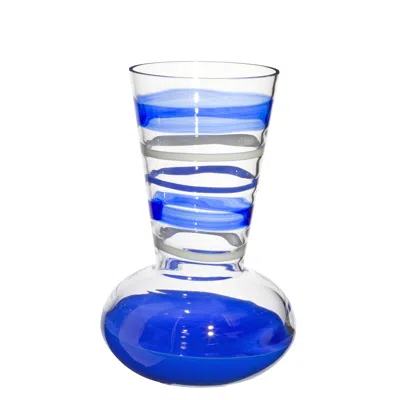 Pre-owned Carlo Moretti Medium Troncosfera Vase In Lapis, Ivory, And Blue By