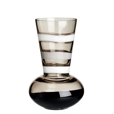 Pre-owned Carlo Moretti Medium Troncosfera Vase In White, Grey And Black By  In Gray