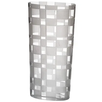 Pre-owned Carlo Moretti Milleriquadri  Contemporary Murano Mouthblown Clear Glass Vase In Transparent