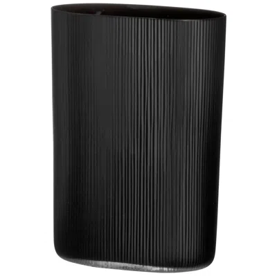 Pre-owned Carlo Moretti Nero Millemolature  Contemporary Murano Glass Hand Etched Vase In Black