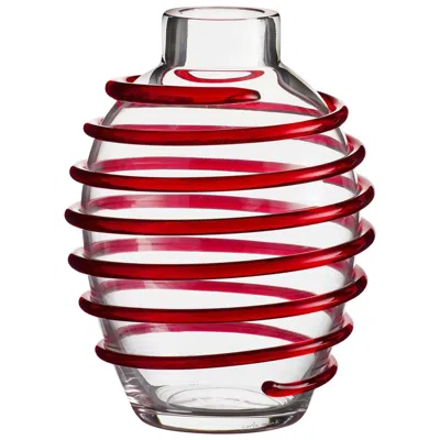 Pre-owned Carlo Moretti Nunki  Contemporary Mouth Blown Murano Glass Vase In Red