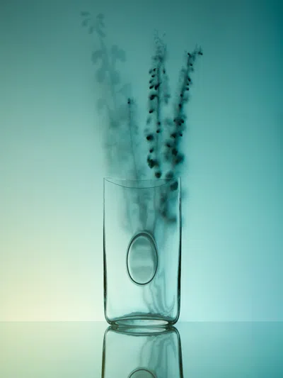 Carlo Moretti Oblo Hand-blown Murano Glass Vase  Abask Luxury Gift In Transparent