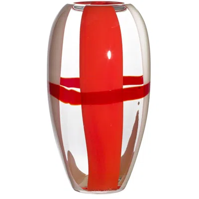 Pre-owned Carlo Moretti Ogiva  Murano Contemporary Mouth Blown Glass Vase In Red