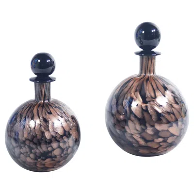 Pre-owned Carlo Moretti Pair Of Bottles With Blown Glass Stoppers Signed . 1970s In Transparent